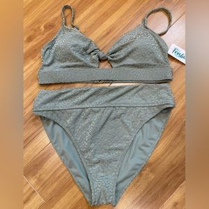 2 piece sage green high waisted bikini. Size XL(16-18) New with tags.
